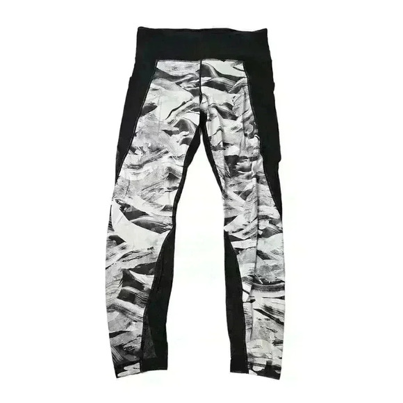 Athleta Pants - Athleta Vivid Salutation Pocket Tight Legging Black White Mesh Womens Size M